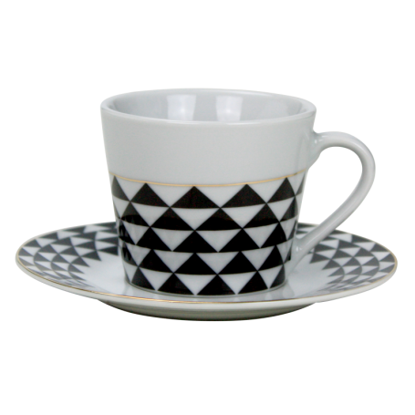 Tasse à thé Juliette avec soucoupe 220mL diam. 8,3 x H. 7,6 cm en porcelaine - 6 designs panachés - Ard'time