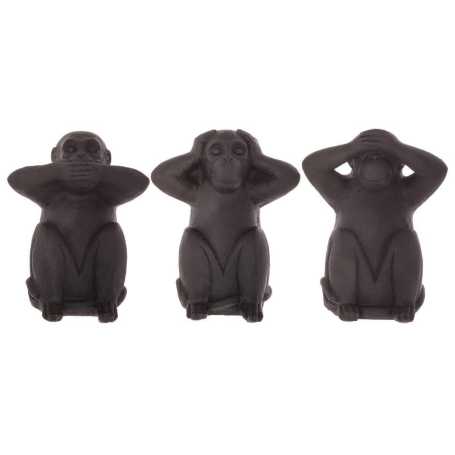 Lot de 3 singes "Sagesse" en résine L. 19,5 x l. 14 x H. 24 cm