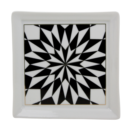 Assiette carrée en porcelaine 13cm x H. 1,3cm - 6 designs panachés Juliette - Ard'time