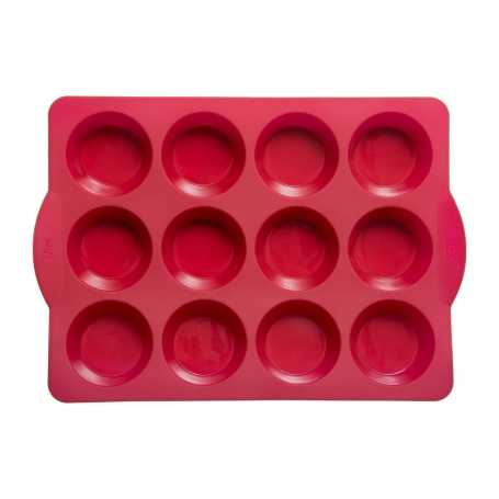 Moule 12 muffins en silicone 33 x 23.2 x 3.6cm - rouge