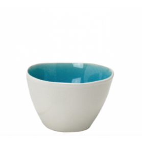 Mini bol rond en céramique - intérieur craquelé collection Nuük - diam. 7*5cm  HT 5CM - turquoise et blanc - Ard'time