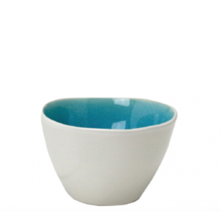 Mini bol rond en céramique - intérieur craquelé collection Nuük - diam. 7*5cm  HT 5CM - turquoise et blanc - Ard'time