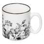 Rack 4 mugs floral "noir et blanc"