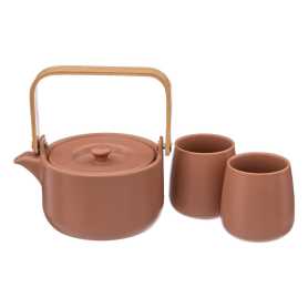 Coffret théière et 2 mugs terracotta