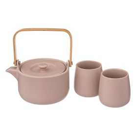 Coffret théière et 2 mugs rose