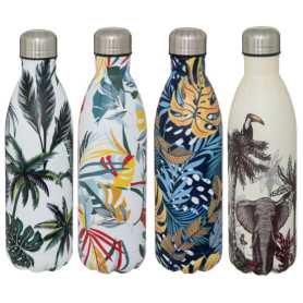 Bouteille isotherme 1L - 4 designs assortis Tropical