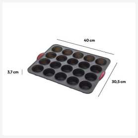 Moule 20 muffins "Maxi Top" 40 x 30,5 cm en silicone - Armatures rigides intégrées