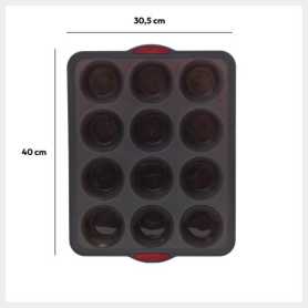 Moule 12 muffins  "Maxi Top" 40 x 30,5 cm en silicone - Armatures rigides intégrées