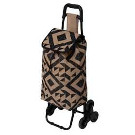 Chariot de marché - 6 roues - Fixe - 33l - Jute beige/noir