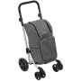 Chariot de marché - 4 roues directionnelles - Pliable - 46l - Poche isotherme - Gris