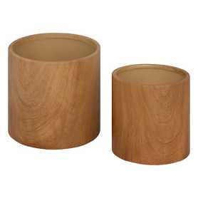 Lot de 2 cache-pots haut max 13 cm céramique effet bois