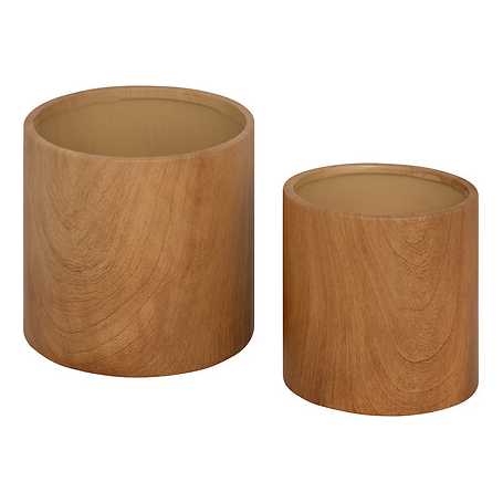 Lot de 2 cache-pots haut max 13 cm céramique effet bois