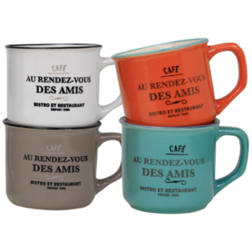 Mug en céramique - Collection "Au Rendez-vous des amis" - Diam 10 cm x H. 9,1 cm - 6 coloris panachés - Ard'time