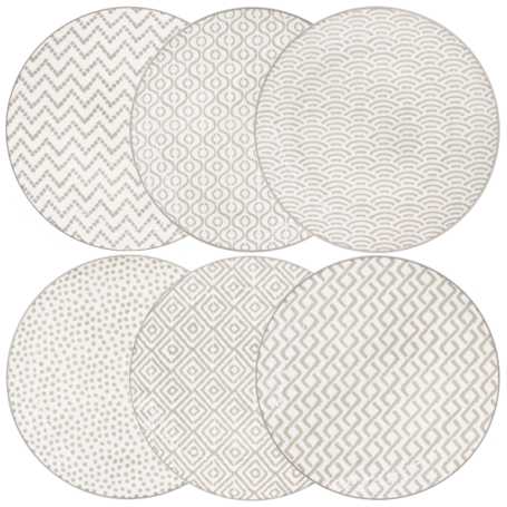 Assiette plate grand modèle "Sandy" - Diam. 27 cm - 6 Designs assortis - Ardtime