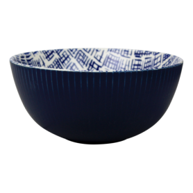 Coupe à salade "Fleur D'air" coloris bleu et blanc mat panachés 1180mL - diam. 18,6 x H. 8,5cm - 6 designs panachés - Ard'time