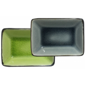 Mini coupelle rectangulaire en verre craquelé "Myoko" - 9.5*6.7*2.6cm - 3 coloris panachés: Gris, Vert, Bleu - Ard'time