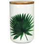 Boite en porcelaine GM RAINFOREST avec couvercle bambou 900mL - 10*10*16cm - 2 designs feuilles - Ard'time